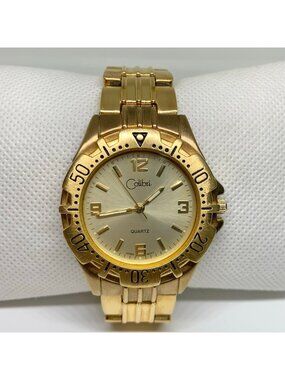 Colibri Men Watch Stainless Steel Gold tone Champagne Quartz 39mm running
